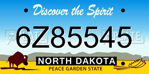 6Z85545 North Dakota License Plate