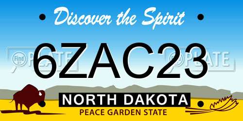 6ZAC23 North Dakota License Plate