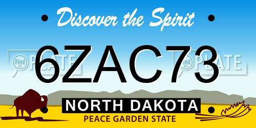 6ZAC73 North Dakota License Plate