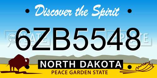 6ZB5548 North Dakota License Plate