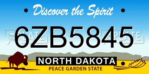 6ZB5845 North Dakota License Plate