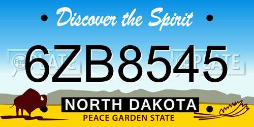 6ZB8545 North Dakota License Plate
