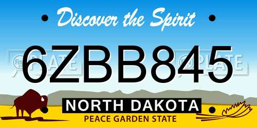 6ZBB845 North Dakota License Plate