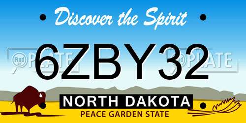 6ZBY32 North Dakota License Plate