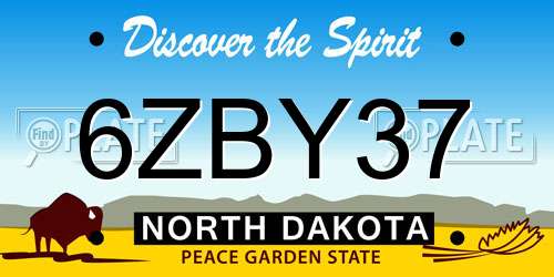 6ZBY37 North Dakota License Plate
