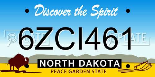 6ZCI461 North Dakota License Plate