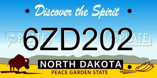 6ZD202 North Dakota License Plate