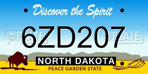 6ZD207 North Dakota License Plate