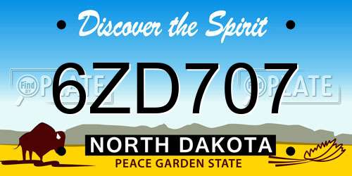 6ZD707 North Dakota License Plate