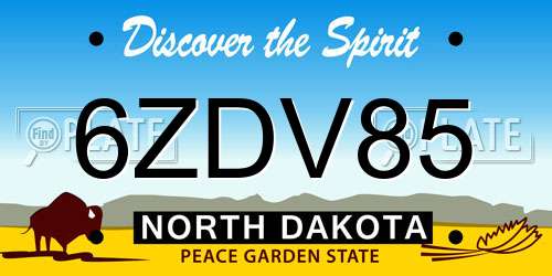 6ZDV85 North Dakota License Plate