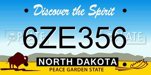 6ZE356 North Dakota License Plate