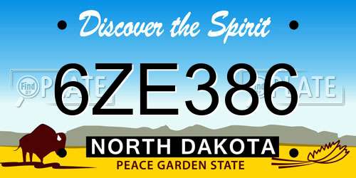 6ZE386 North Dakota License Plate