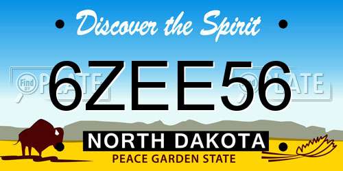 6ZEE56 North Dakota License Plate
