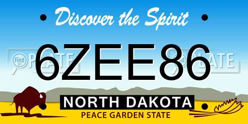 6ZEE86 North Dakota License Plate