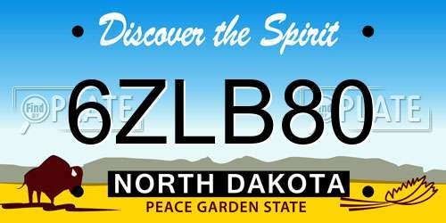 6ZLB80 North Dakota License Plate