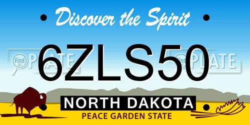 6ZLS50 North Dakota License Plate