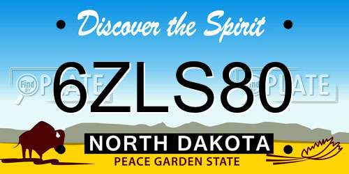 6ZLS80 North Dakota License Plate