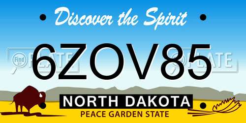 6ZOV85 North Dakota License Plate
