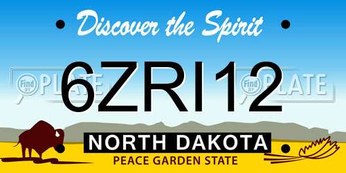 6ZRI12 North Dakota License Plate