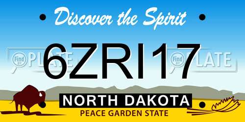 6ZRI17 North Dakota License Plate