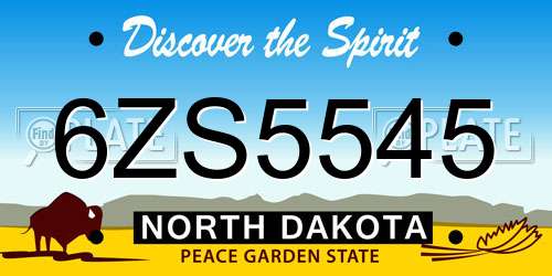 6ZS5545 North Dakota License Plate