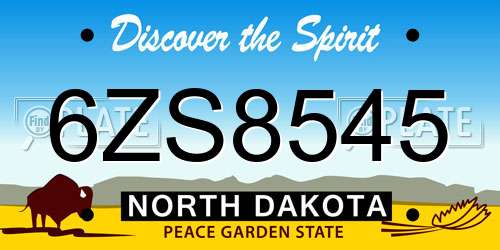 6ZS8545 North Dakota License Plate