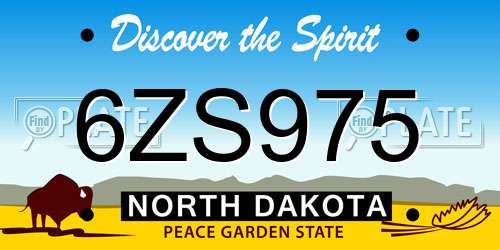 6ZS975 North Dakota License Plate