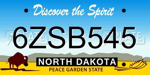 6ZSB545 North Dakota License Plate