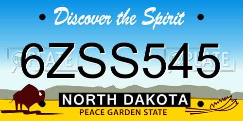 6ZSS545 North Dakota License Plate