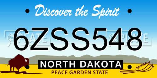 6ZSS548 North Dakota License Plate