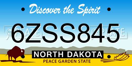 6ZSS845 North Dakota License Plate