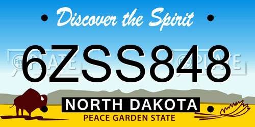 6ZSS848 North Dakota License Plate