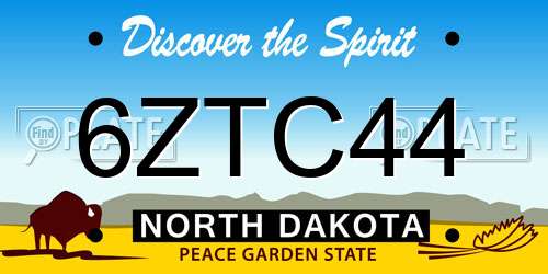 6ZTC44 North Dakota License Plate