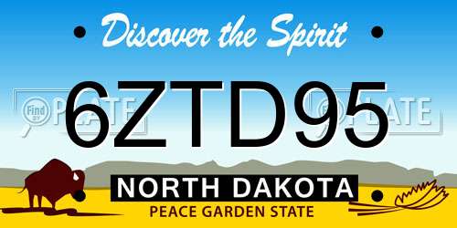 6ZTD95 North Dakota License Plate