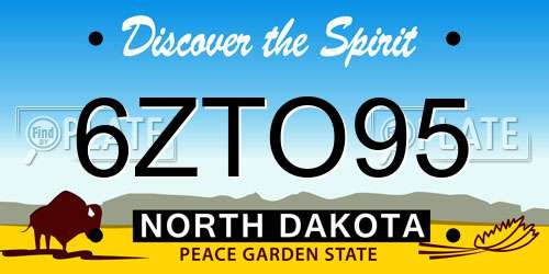 6ZTO95 North Dakota License Plate