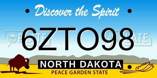 6ZTO98 North Dakota License Plate