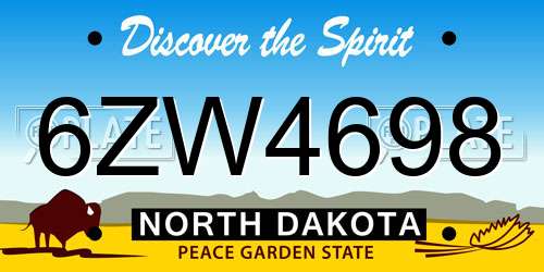 6ZW4698 North Dakota License Plate