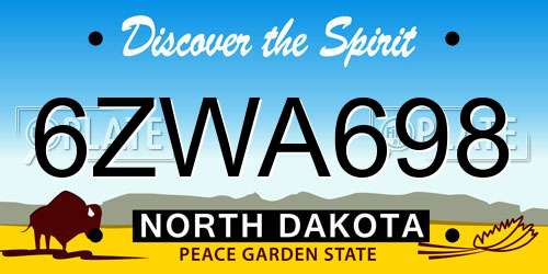 6ZWA698 North Dakota License Plate