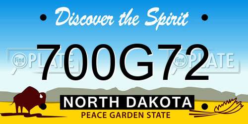 700G72 North Dakota License Plate