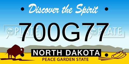 700G77 North Dakota License Plate