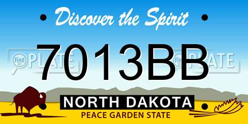 7013BB North Dakota License Plate
