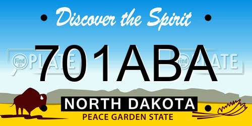 701ABA North Dakota License Plate