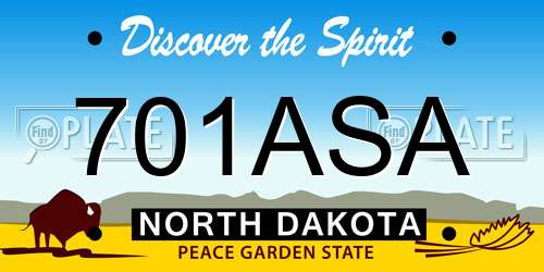 701ASA North Dakota License Plate