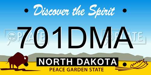 701DMA North Dakota License Plate