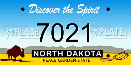 7021 North Dakota License Plate