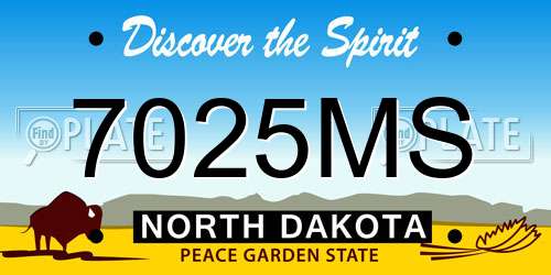7025MS North Dakota License Plate