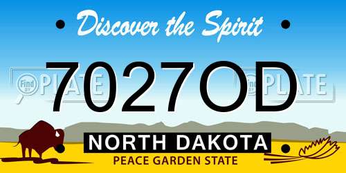 7027OD North Dakota License Plate