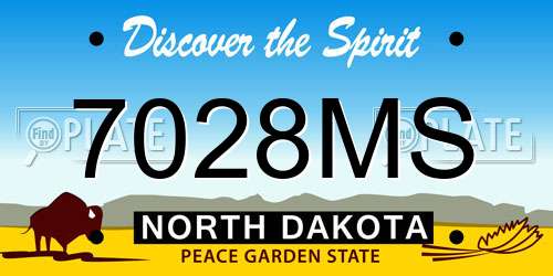 7028MS North Dakota License Plate