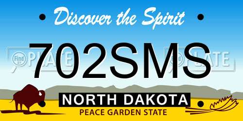 702SMS North Dakota License Plate
