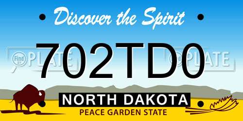 702TD0 North Dakota License Plate